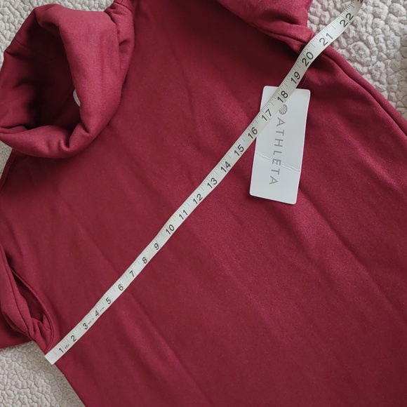 NWT Athleta XS 24/7 Funnel Neck Relaxed Organic Cotton Burgundy Sweatshirt - Picture 10 of 16